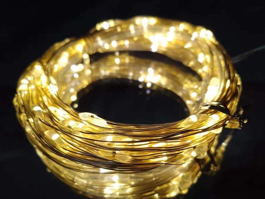 Гирлянда на батарейках (3шт АА) "светодиодные капли" 10м, 100LED, теплый белый цвет